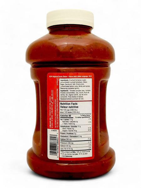 PC Original Pasta Sauce 1.8 L/4 lb. Jar - Back