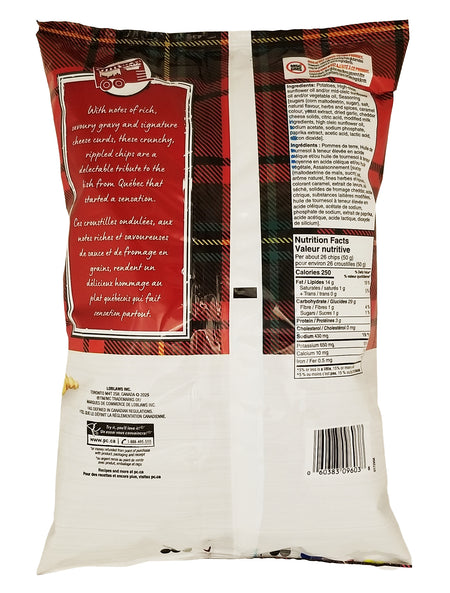 President's Choice Poutine Flavored Potato Chips 200 g back of bag