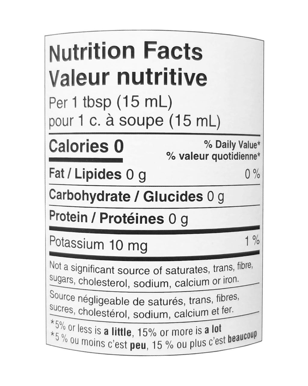 President's Choice Raspberry Flavored Red Wine Vinegar Nutrition Facts Label