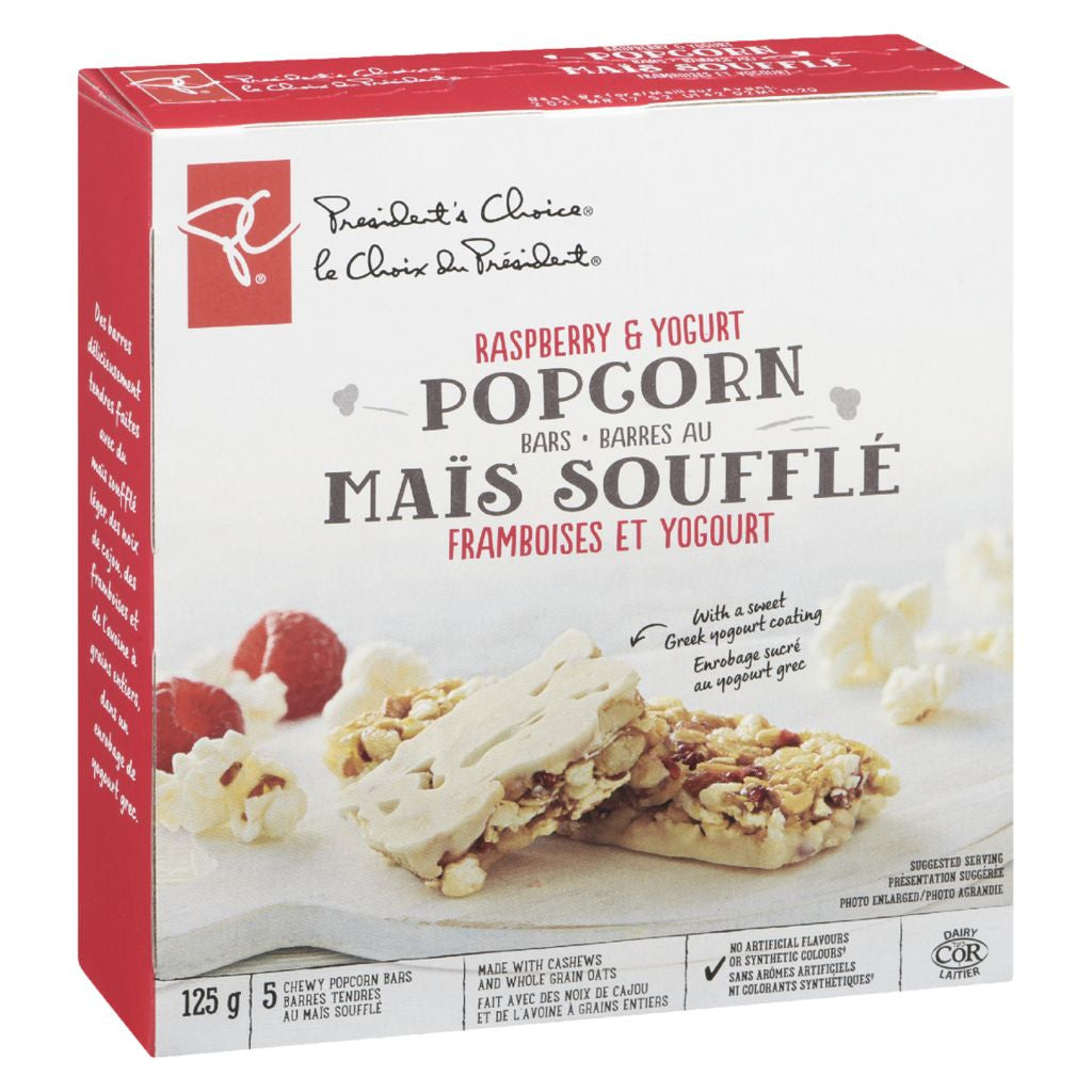 PC Raspberry & Yogurt Popcorn Bars - 125g (4.4oz) Right Side Of The Box