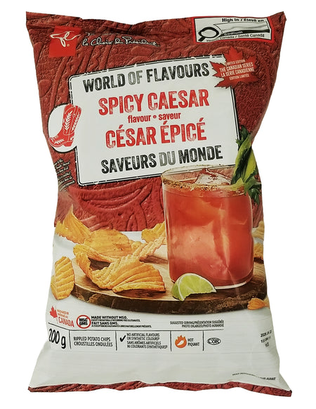 President's Choice Spicy Caesar Flavored Potato Chips 200 g front of bag
