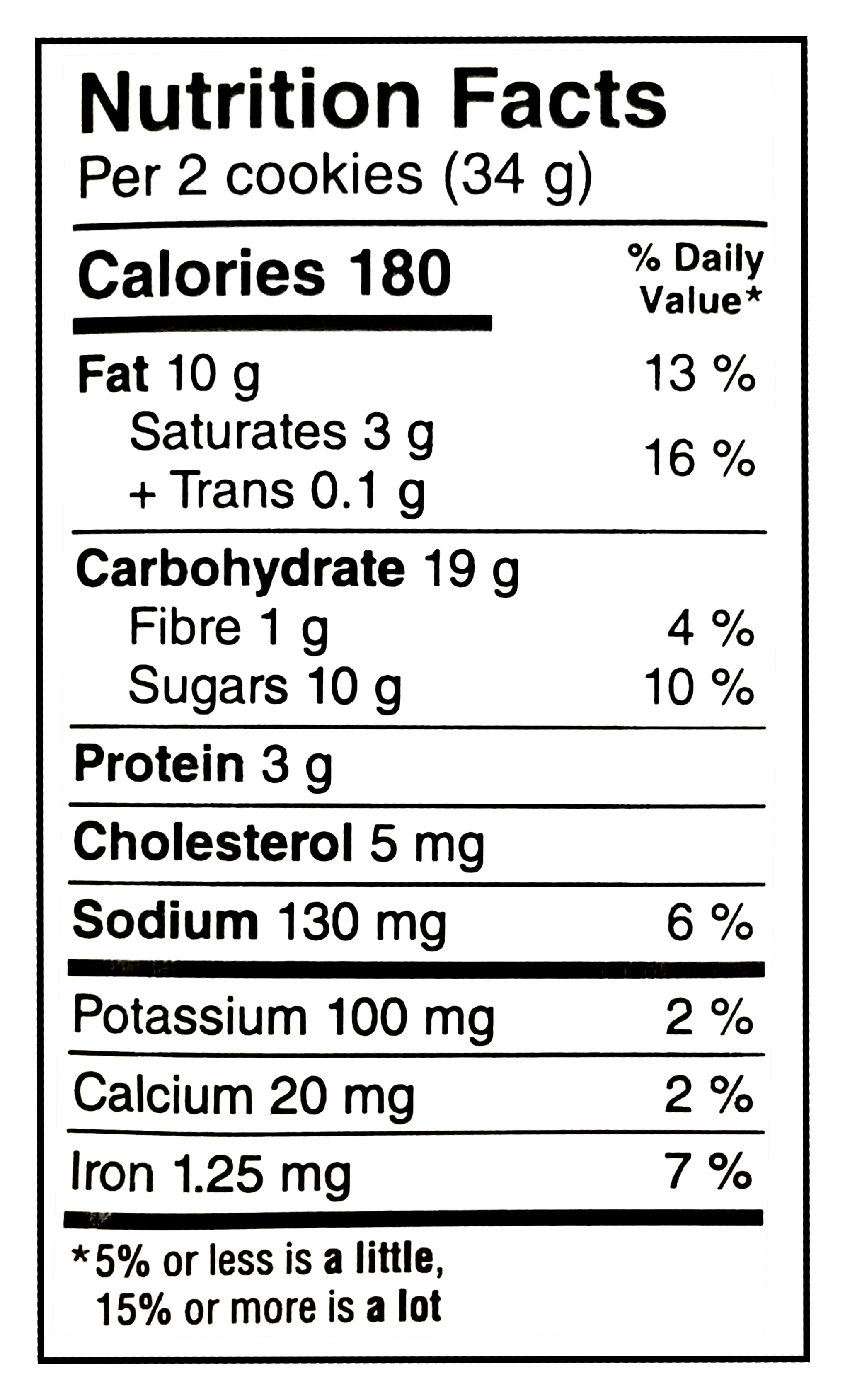 President's Choice The Decadent Peanut Butter Chocolate Chunk Cookie 300g/10.6 oz. - Nutrition Facts Label