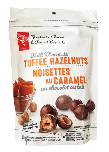 President's Choice Milk Chocolate Toffee Hazelnuts, 250g/8.75 oz. Bag {Imported from Canada}