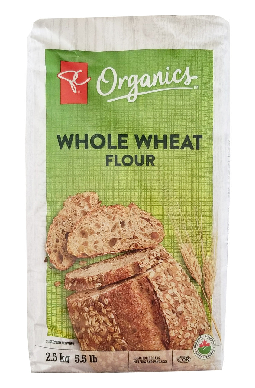 President's Choice Organics Whole Wheat Flour 2.5kg/5.5 lbs. Bag {Imported from Canada}
