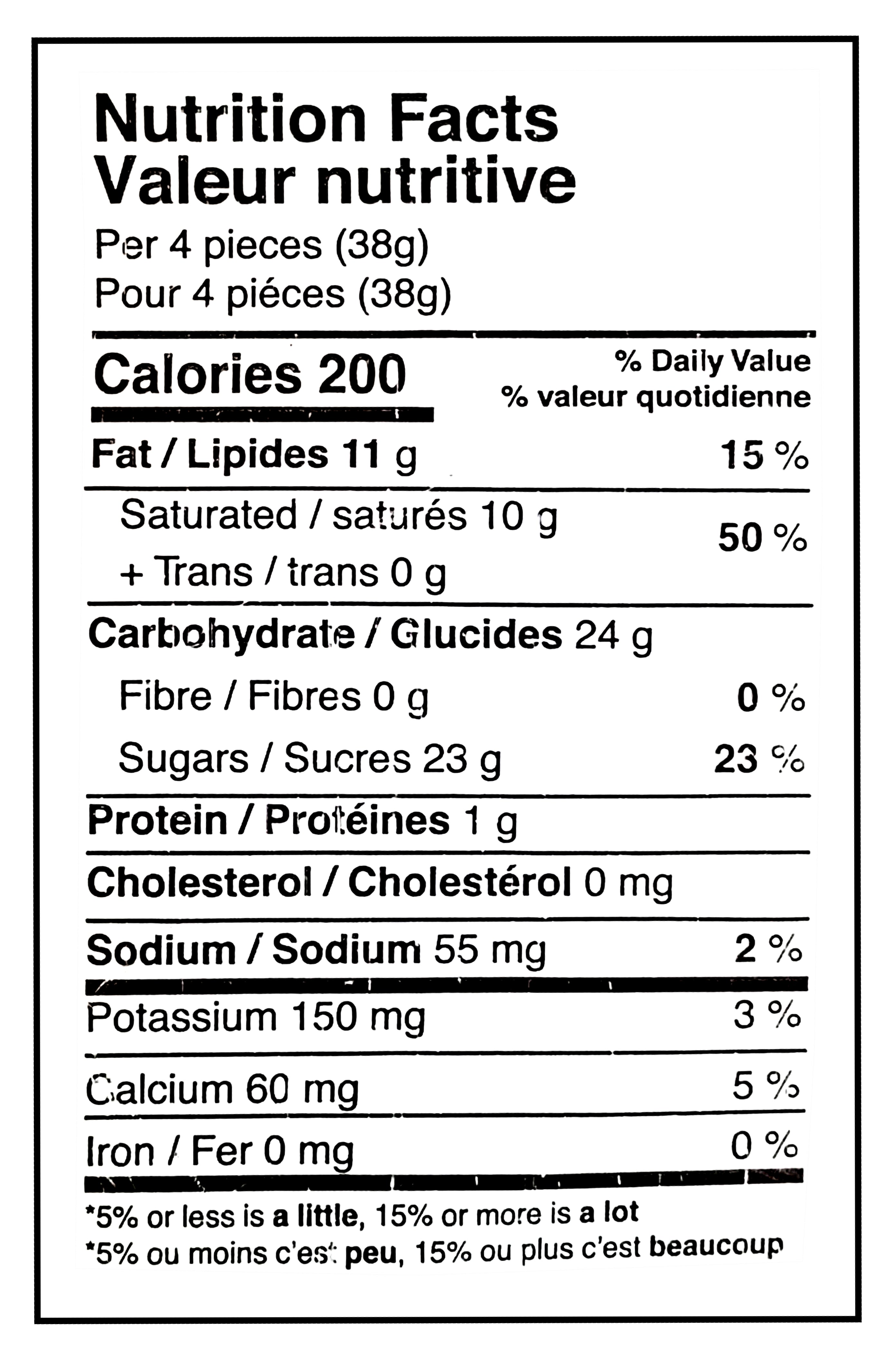Palmer Valentine's Day Cookies & Creme Hearts, 170g/6 oz. - Nutrition Facts Label