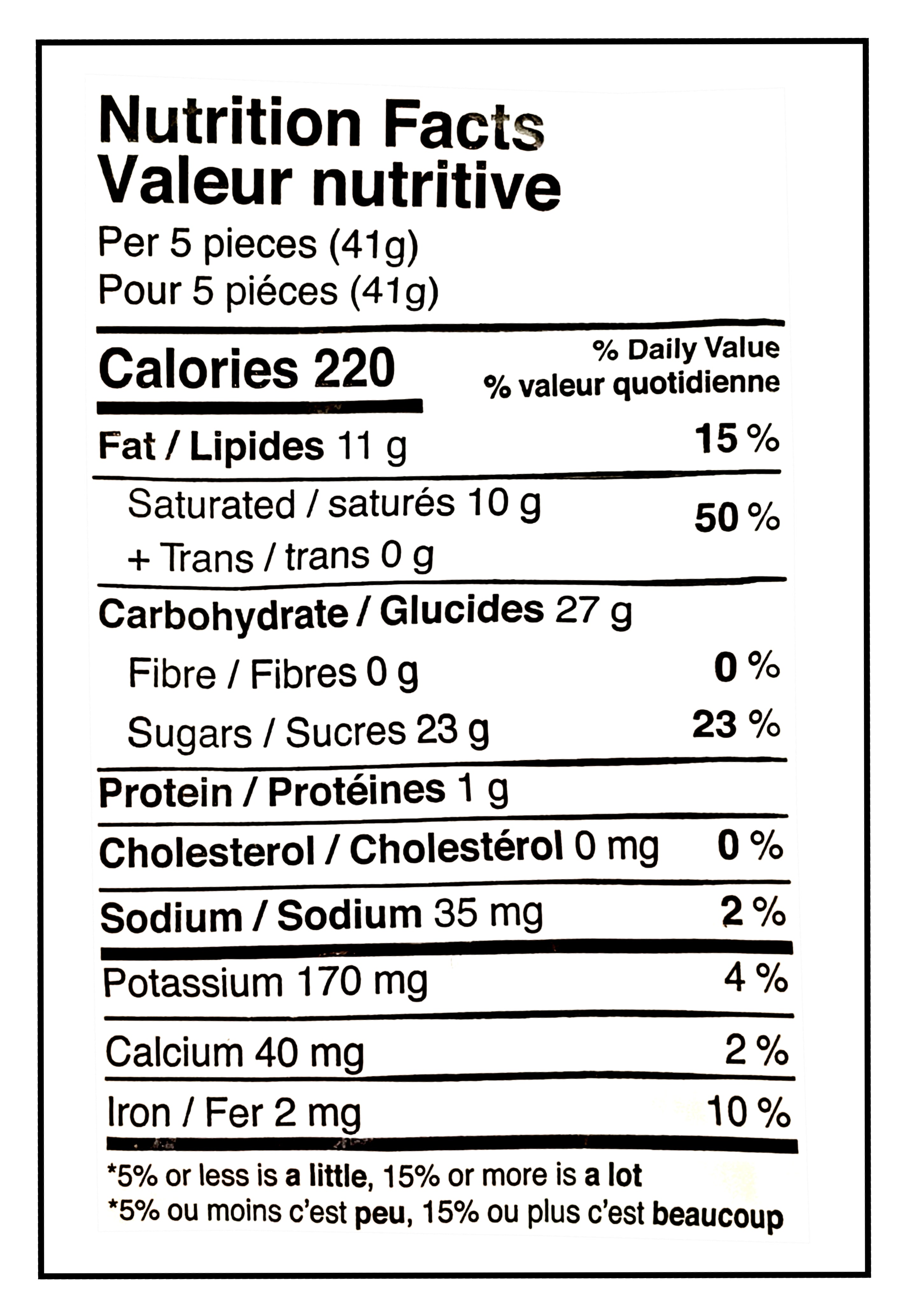 Palmer Coeurs Valentine's Day Double Crisp Milk Chocolate Hearts, 128g/4.5 oz. - Nutrition Facts Label