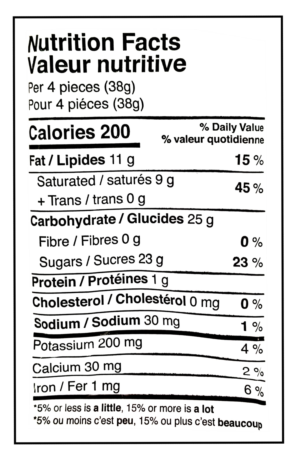 Palmer Coeurs Valentine's Day Fudge Milk Chocolate Hearts, 128g/4.5 oz. - Nutrition Facts Label