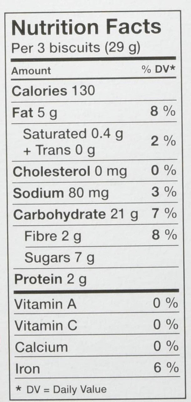 Peek Freans Lifestyle Cranberry Citrus Oat Crunch Cookies, 290g/10oz. box Nutrition Facts