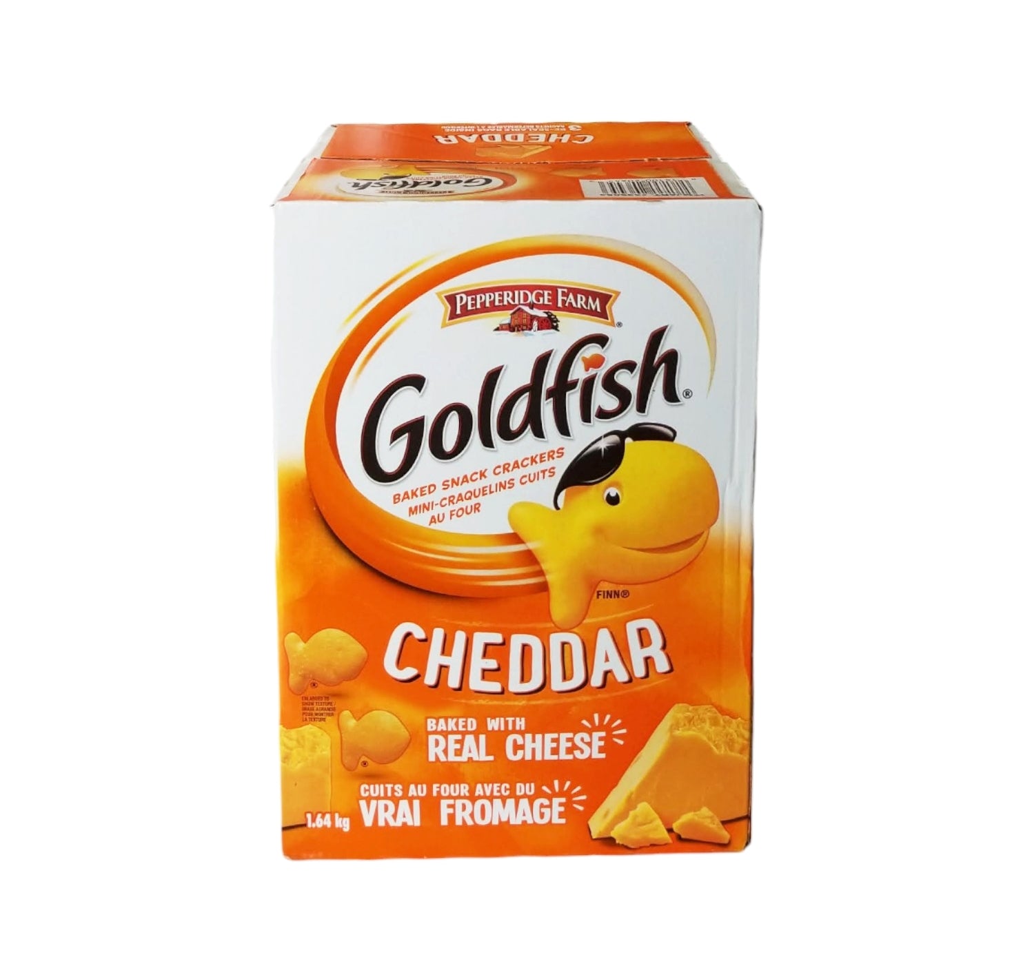 Pepperidge Farm Cheddar Goldfish Crackers, 1.64 kg/3.6 lb. Box Front Side