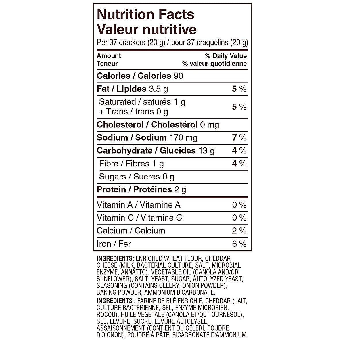 Pepperidge Farm Cheddar Goldfish Crackers, 1.64 kg/3.6 lb. Box Nutrition facts