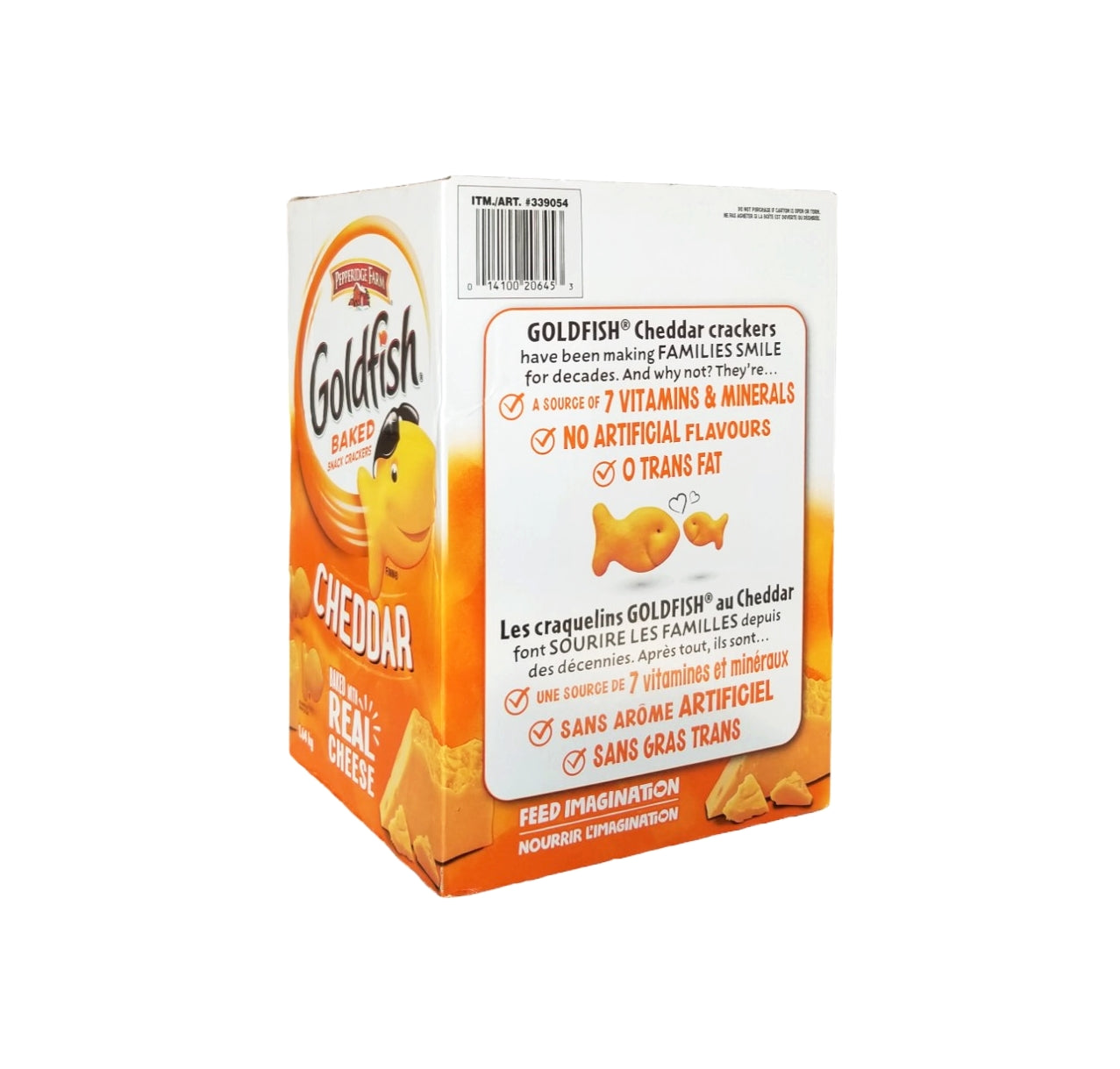 Pepperidge Farm Cheddar Goldfish Crackers, 1.64 kg/3.6 lb. Box Side