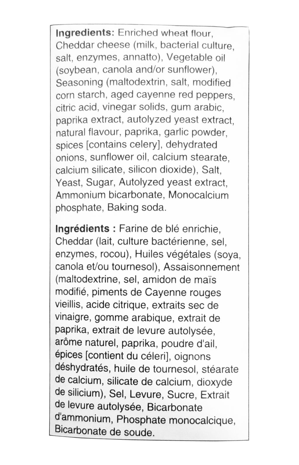 Pepperidge Farm Goldfish Franks RedHot Original Flavored Crackers – 180g (6.3 oz) Ingredients