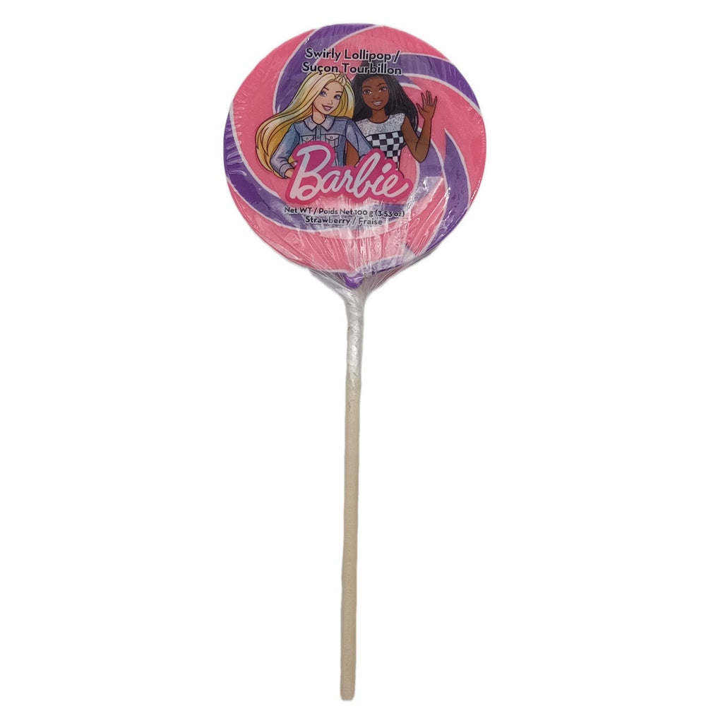 Exclusive Brands, Barbie, Jumbo Swirly Lollipop, Strawberry Flavor, 100g/3.53 oz. {Imported from Canada}