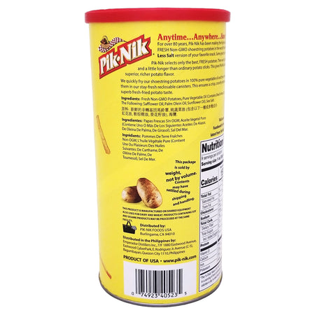 Pik-Nik Original Potato Sticks, 50% Less Salt, 255g (9 oz)