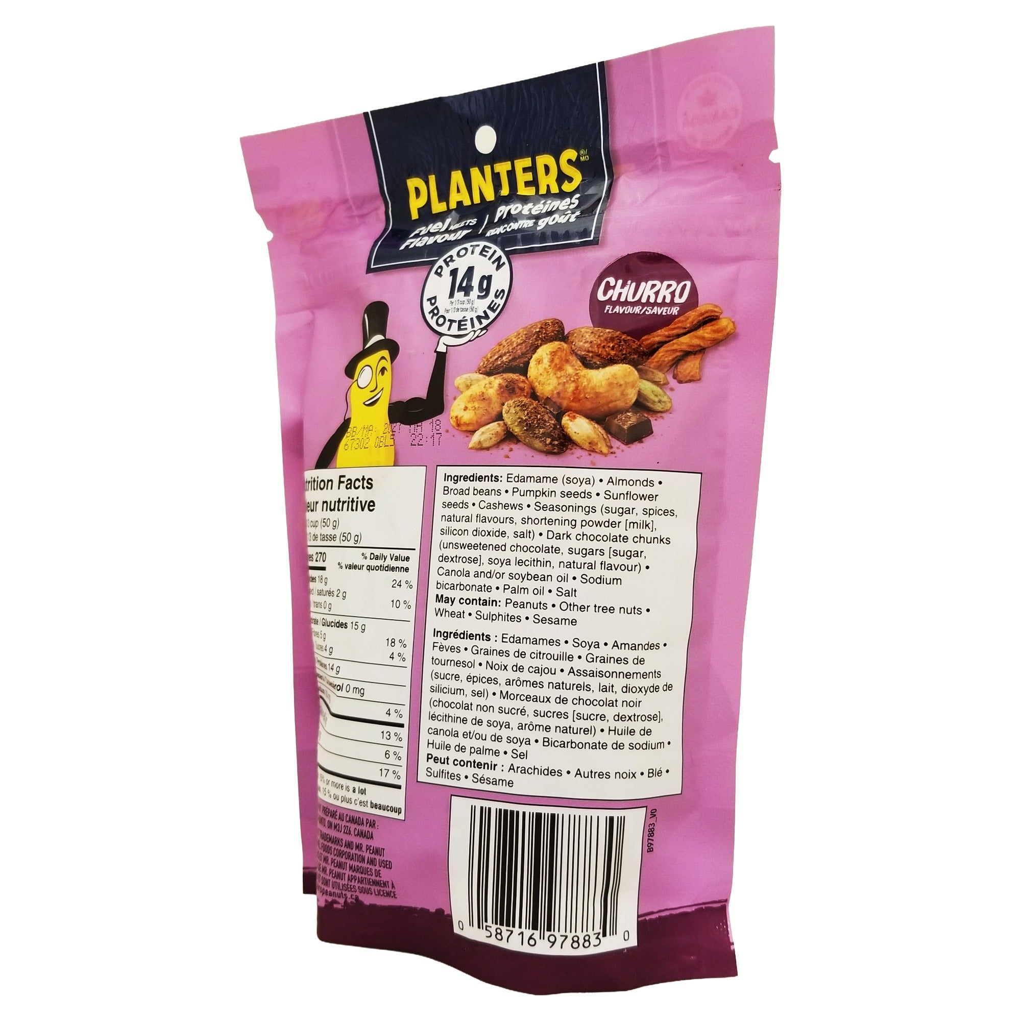 UPC barcode for Planters Churro Trail Mix, 170 g / 6 oz bag