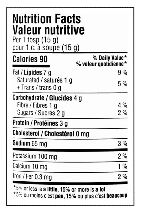 Planters Crunchy Peanut Butter – 1kg (35.3 oz) - Nutrition Facts Label