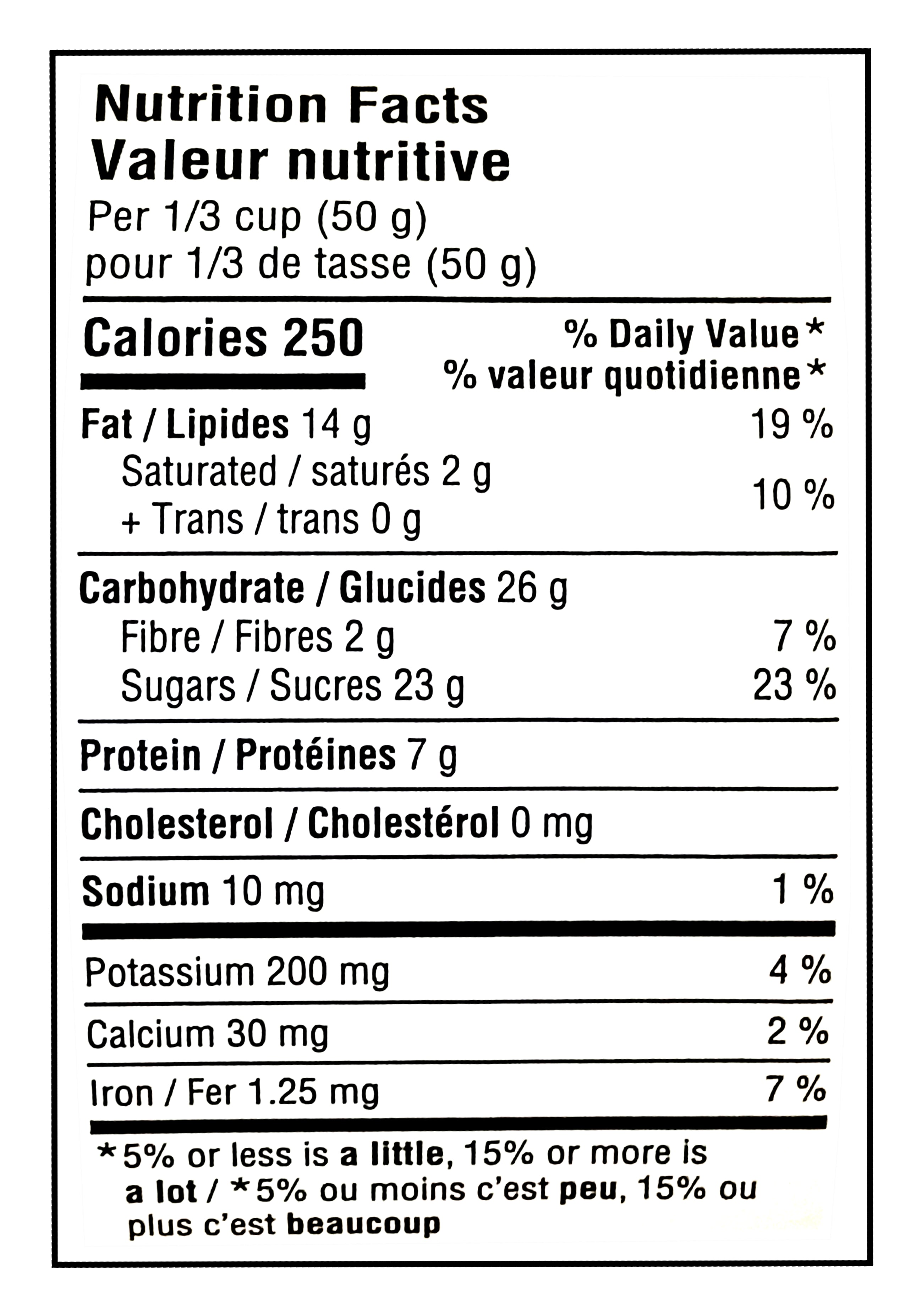 Nutrition facts label for Planters Maple Syrup Peanuts, 200g/7.05 oz