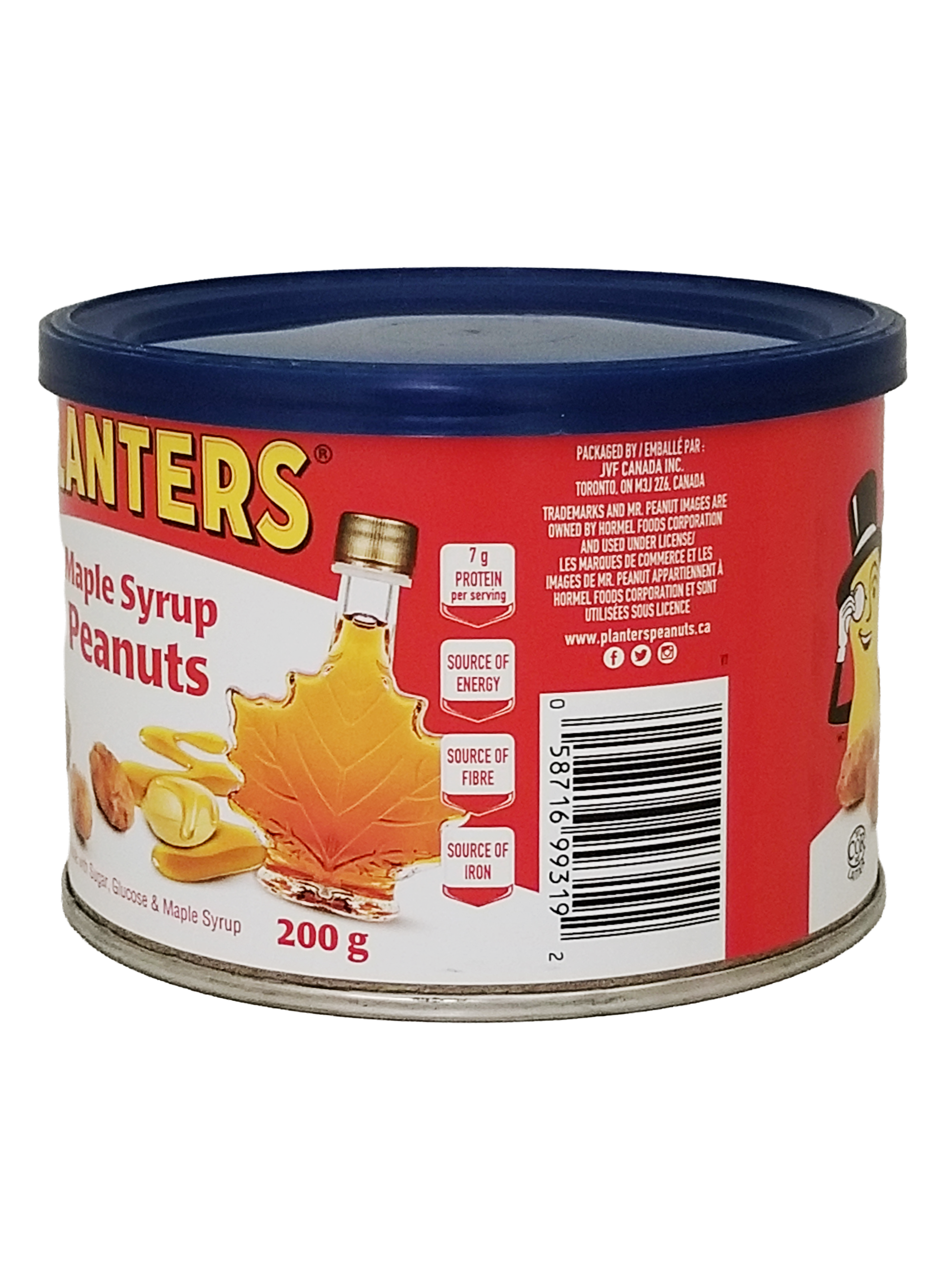 Side of Planters Maple Syrup Peanuts, 200g/7.05 oz on a white background
