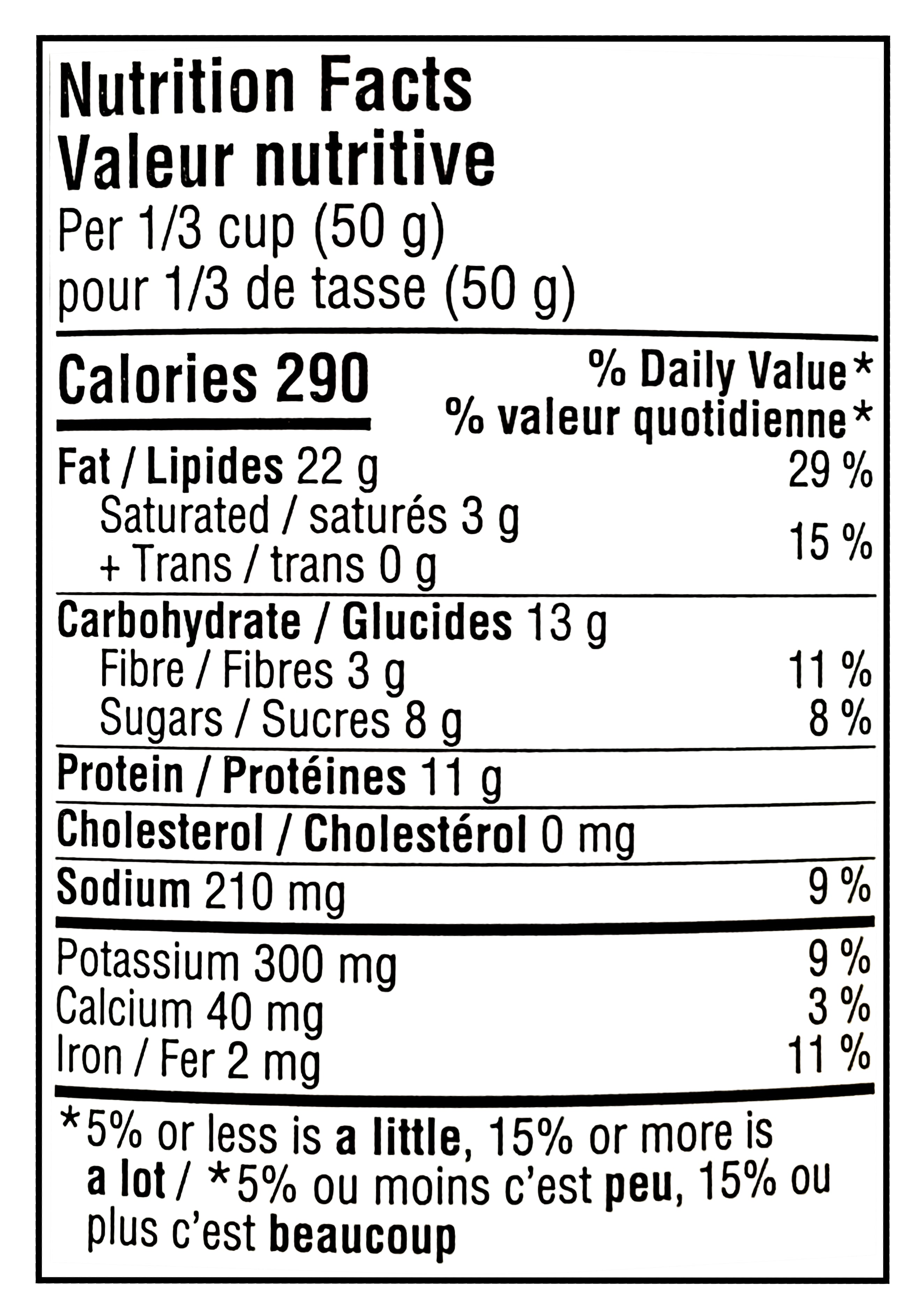 Nutrition facts label for Planters Weekender Peanut Medley Mix, 454g/16 oz showing calories, macronutrients, and micronutrients per serving.