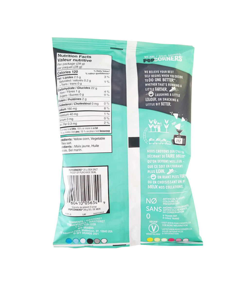 PopCorners, Sea Salt Popped Corn Chips, 28g/1 oz., {Imported from Canada}