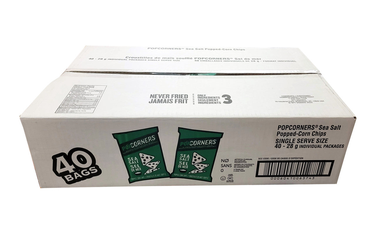 PopCorners, Sea Salt Popped Corn Chips, 28g/1 oz., 40ct Box {Imported from Canada}