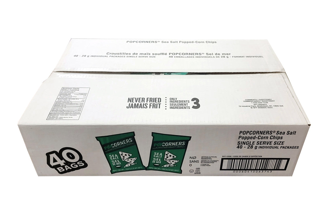 PopCorners, Sea Salt Popped Corn Chips, 28g/1 oz., 40ct Box {Imported from Canada}