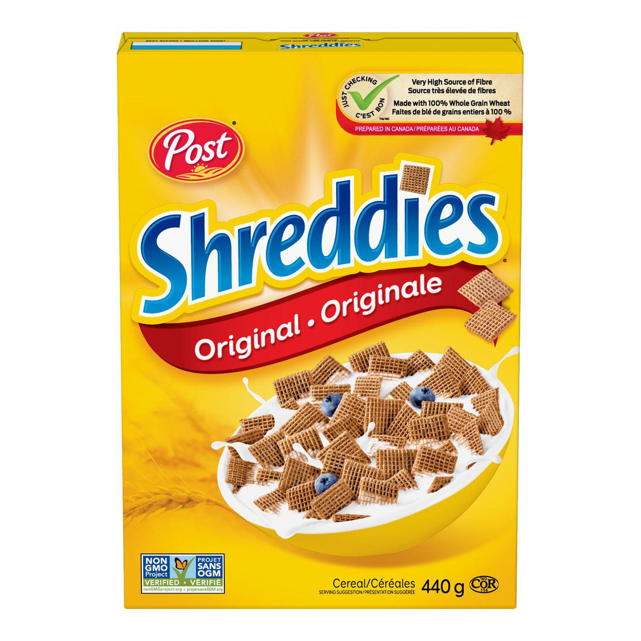 Post Shreddies Breakfast Cereal 440g/15.4 oz., Box