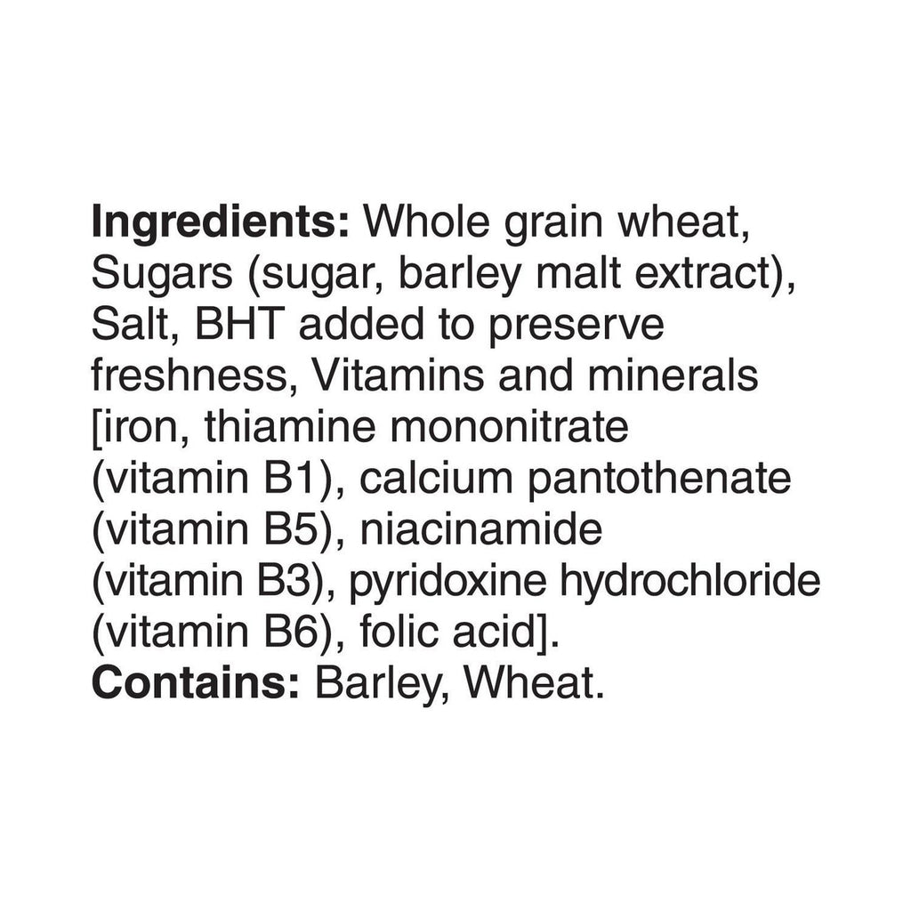 Post Shreddies Breakfast Cereal 440g/15.4 oz., Box Ingredients