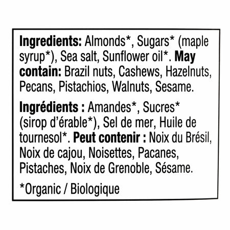 Prana Amandine Maple Sea Salt Almonds ingredients label