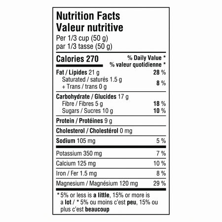 Prana Amandine Maple Sea Salt Almonds nutrition facts label
