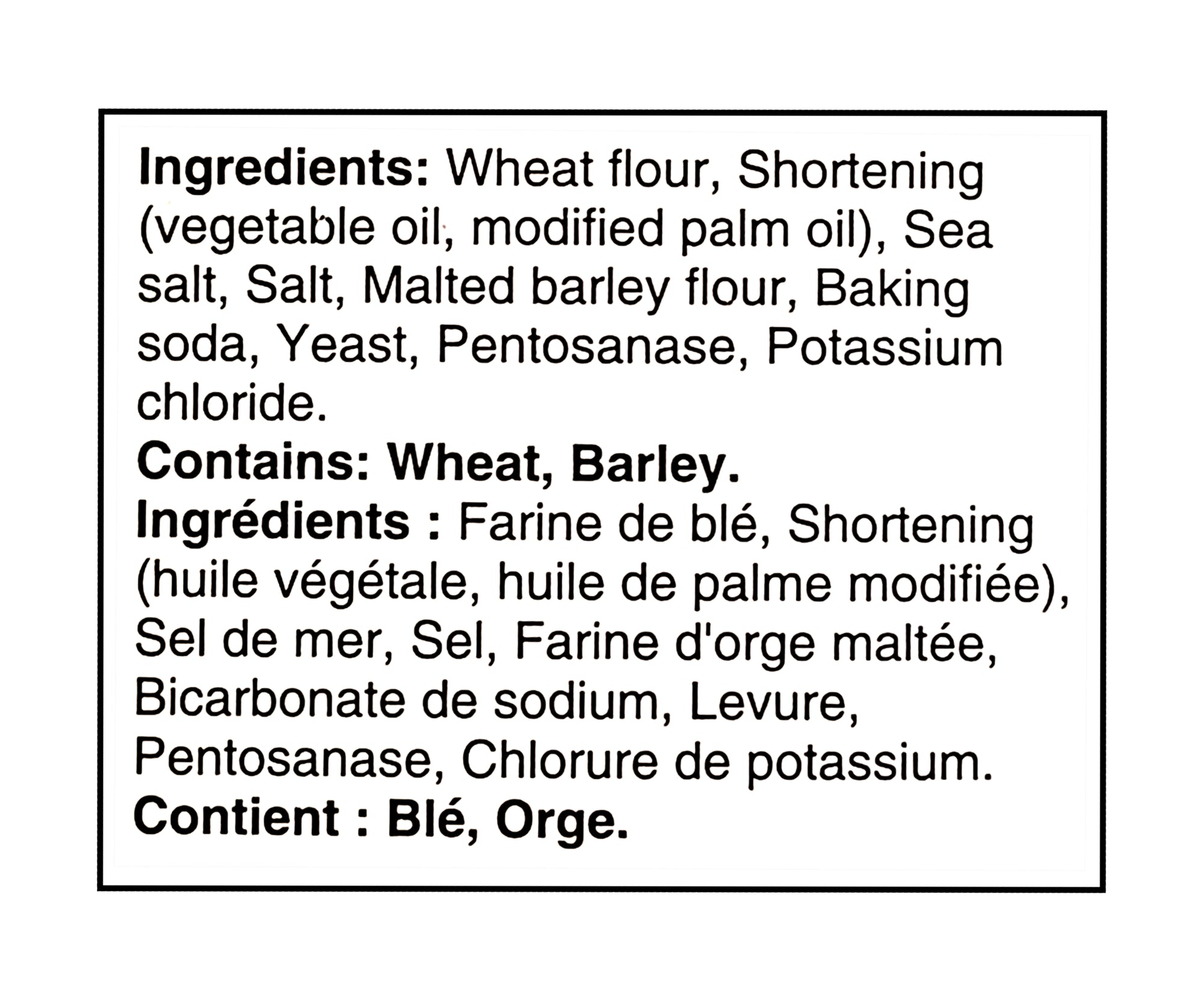 List of ingredients and allergens for Christie Premium Plus Crackers Salted Tops, 225g.