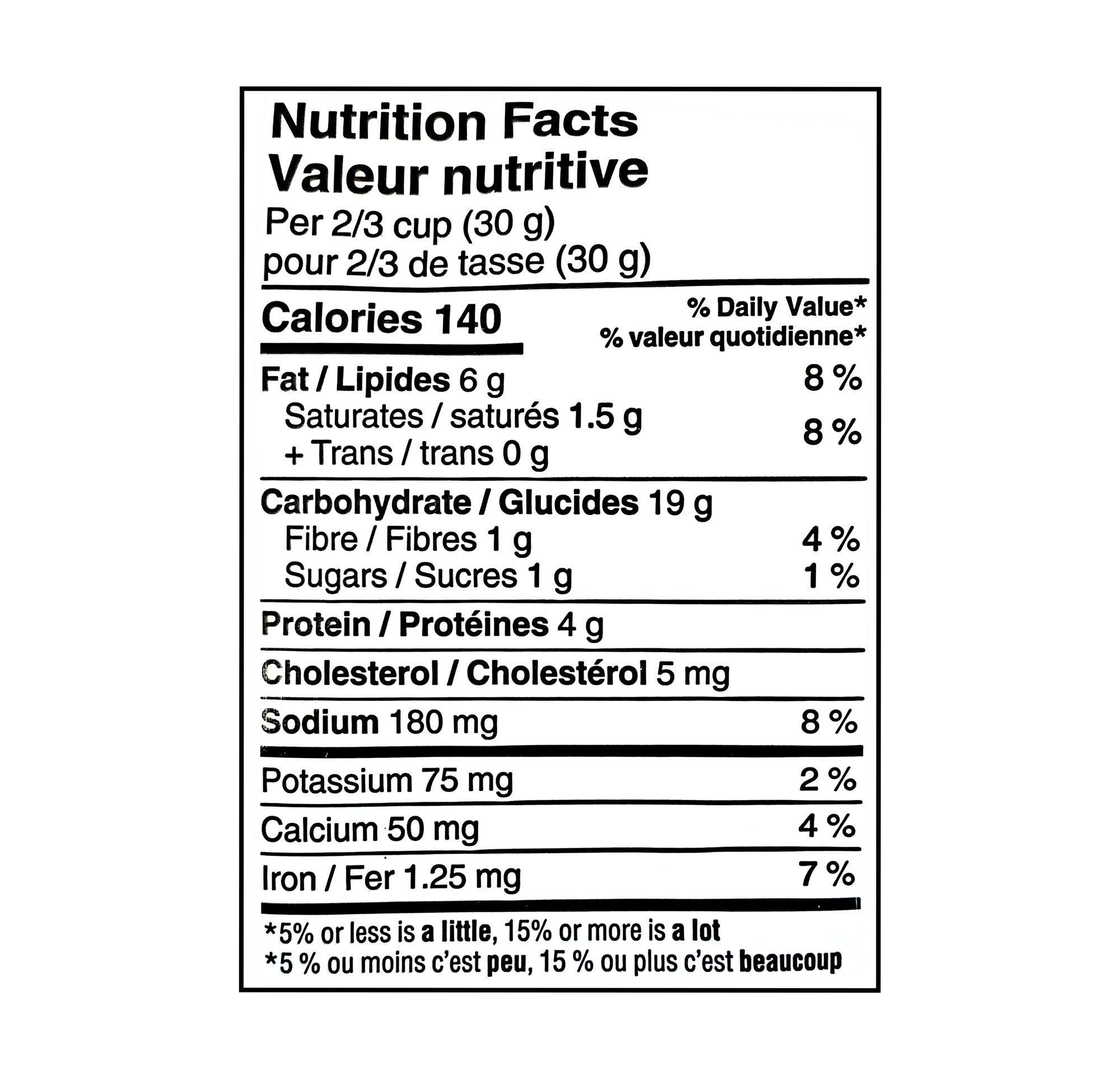 Nutrition facts label for President's Choice Pizza Flavor Little Penguins Crackers - 180g package on a white background