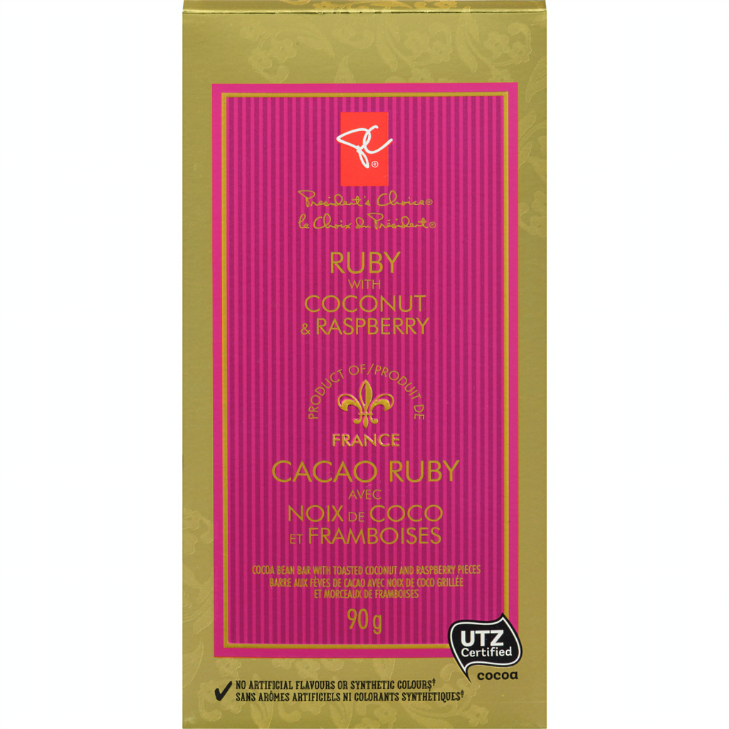 President's Choice Ruby With Coconut & Raspberry Chocolate Bar - 90g/3.2 oz.