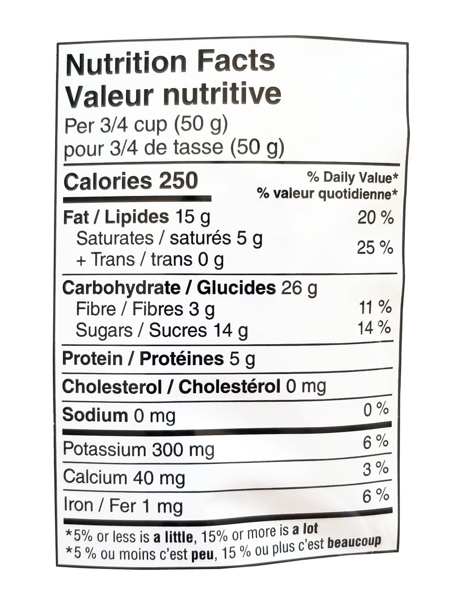 President's Choice Organics Bananas, Pineapple & Cranberries Trail Mix, 150g/5.2 oz. Bag Nutrition Facts