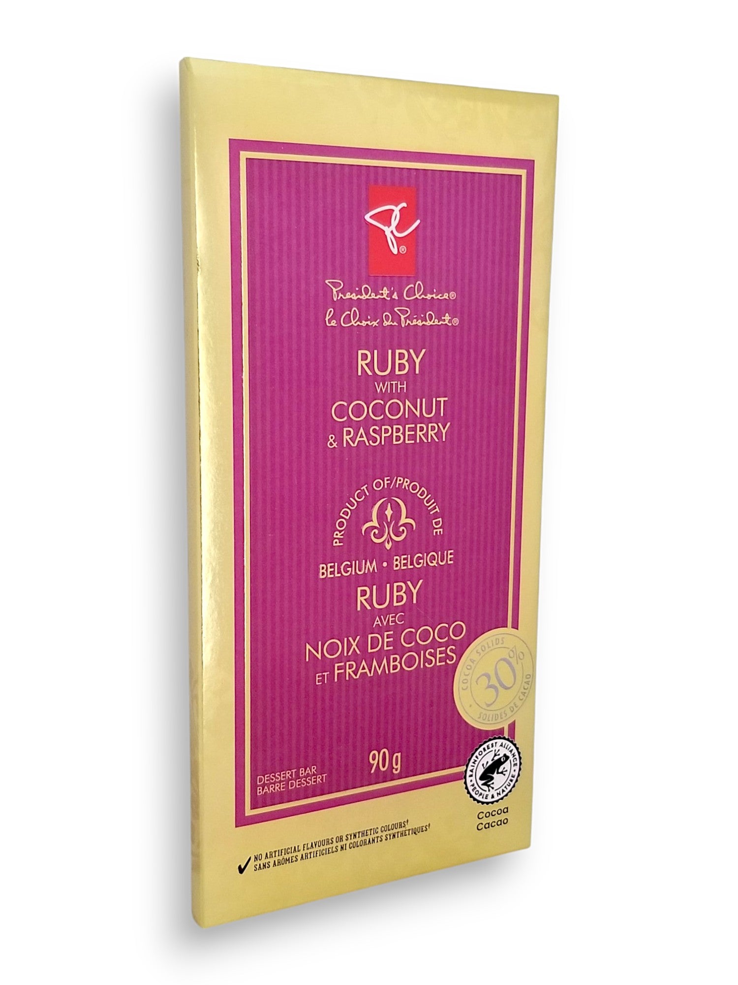 President's Choice Ruby With Coconut & Raspberry Chocolate Bar - 90g/3.2 oz.