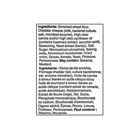 List of ingredients for President's Choice Extra Cheesy Little Penguins Crackers - 200g on a white background