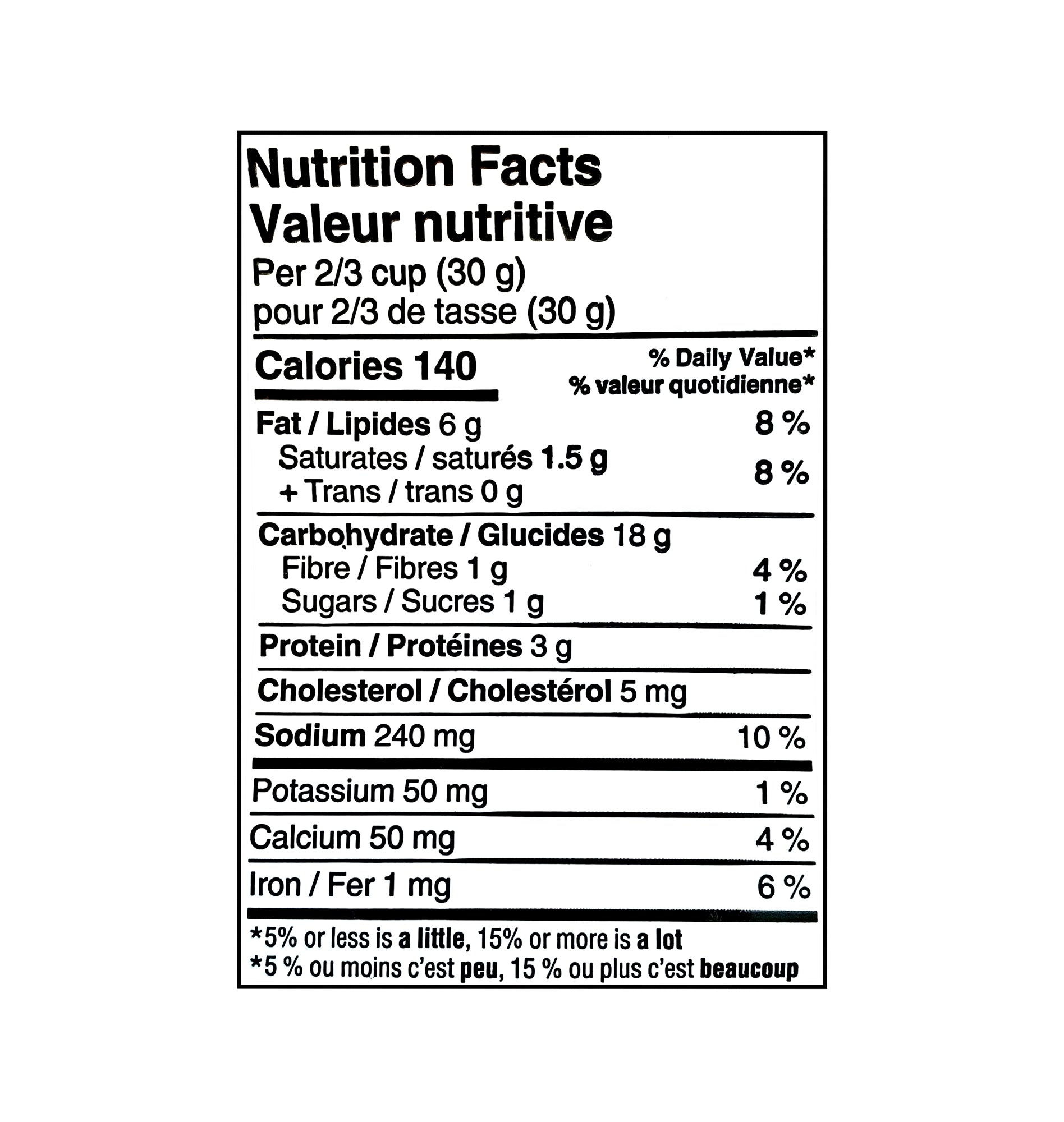 Nutrition facts label for President's Choice Extra Cheesy Little Penguins Crackers - 200g on a white background