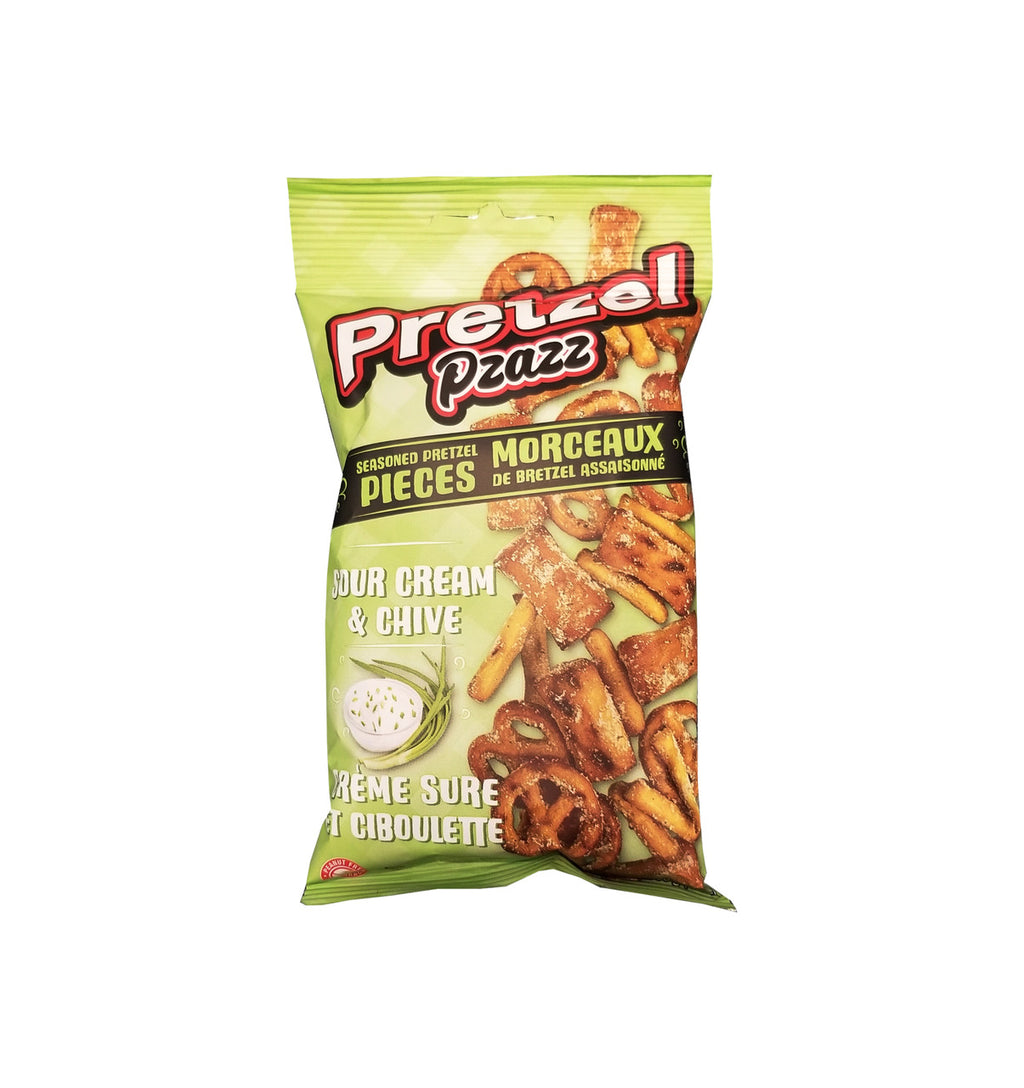 Pretzel Pzazz Seasoned Pretzel Pieces, Sour Cream & Chive, 56g/2 oz., {Imported from Canada}