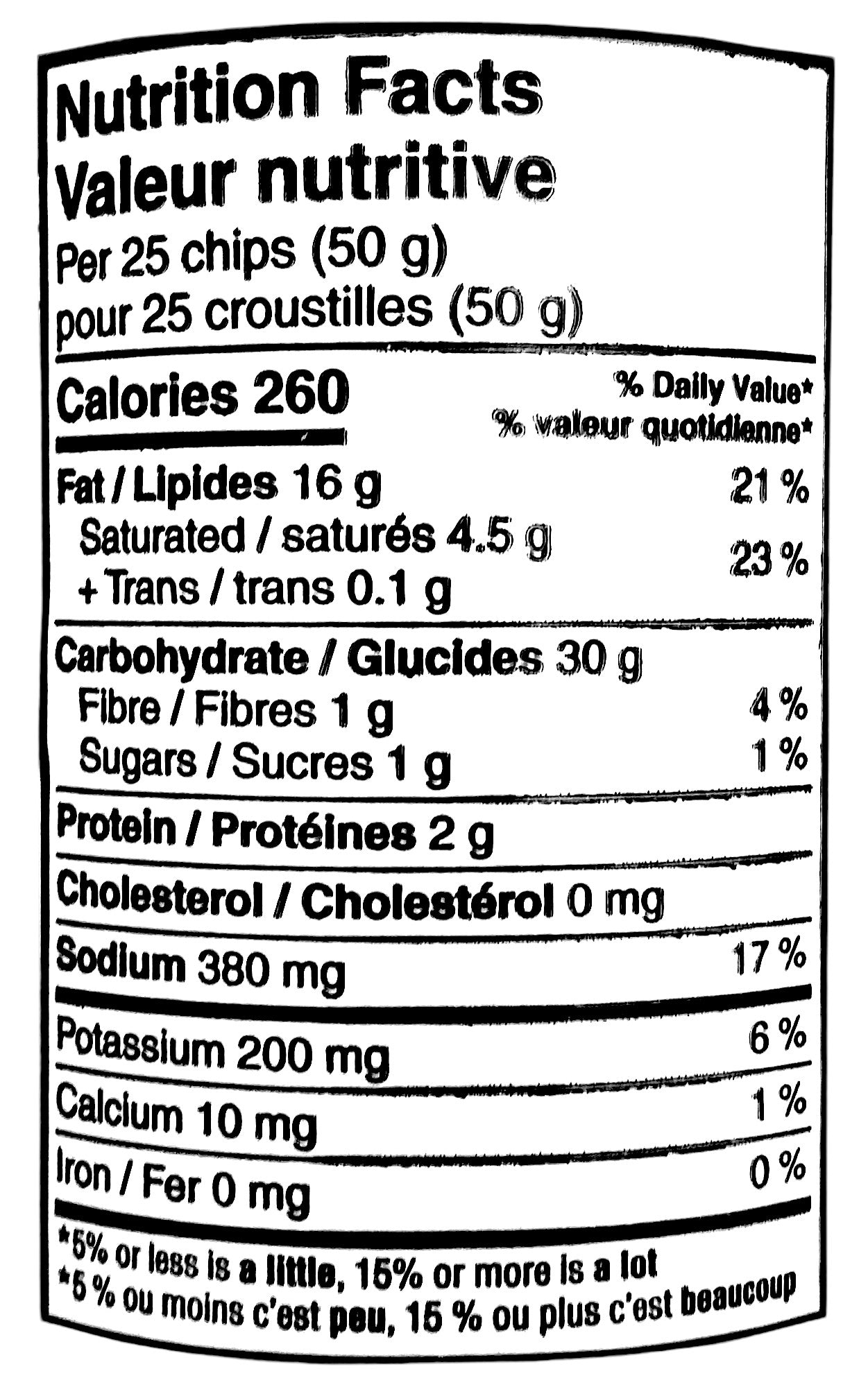 Nutrition facts label of Pringles Mexican Street Corn Potato Chips, 156g/5.5 oz., Tube