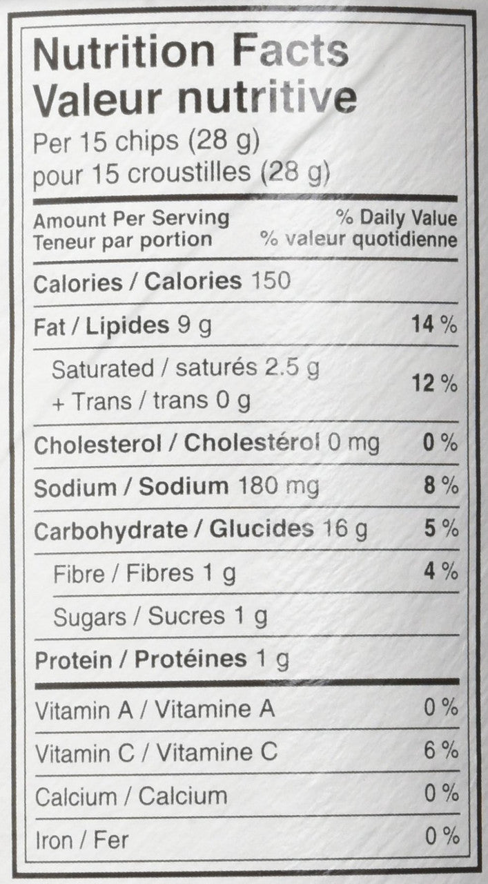 Pringles, Pizza Chips, 156g/5.50oz Nutrition Facts Label