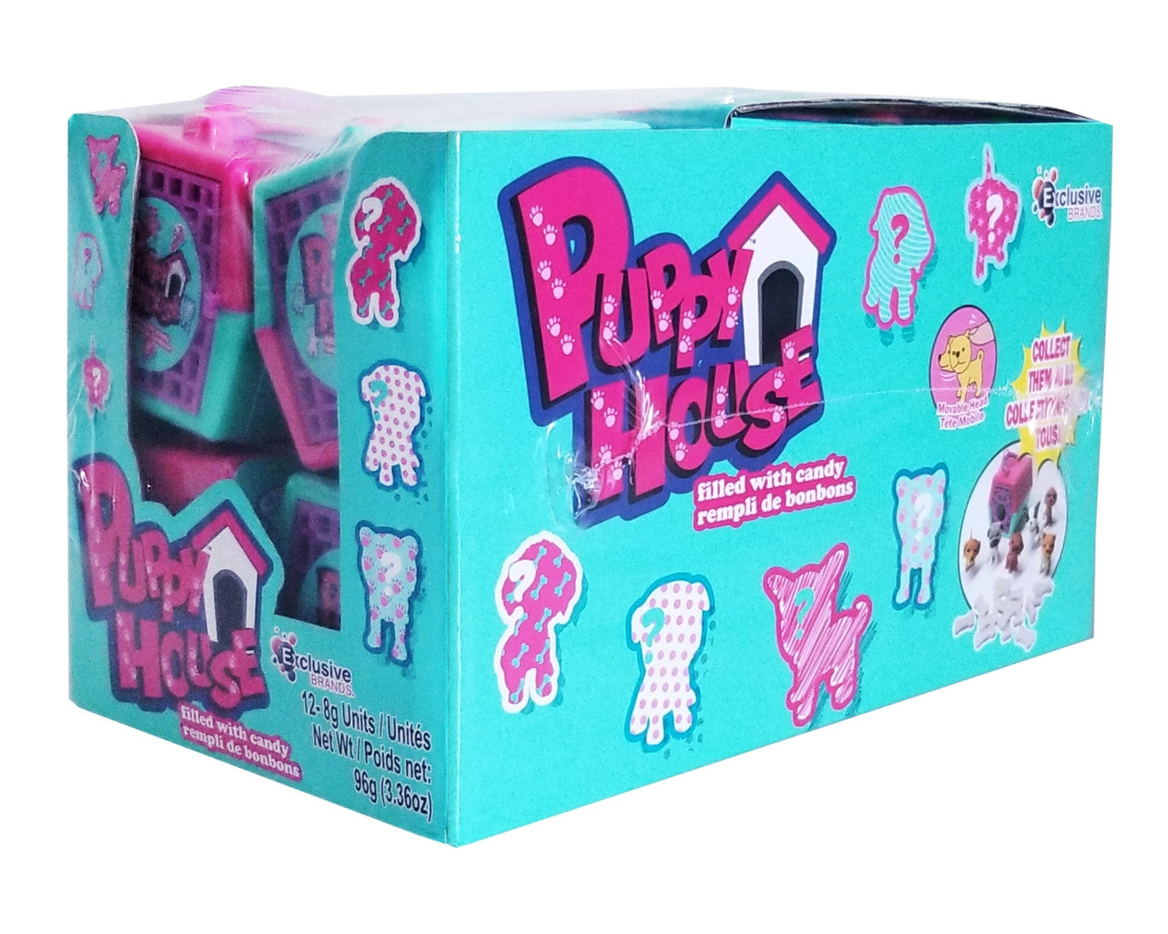 Exclusive Brands Puppy House filled with Candy, (12 x 8g/0.3 oz.), 96g/3.36 oz., Box {Imported from Canada}