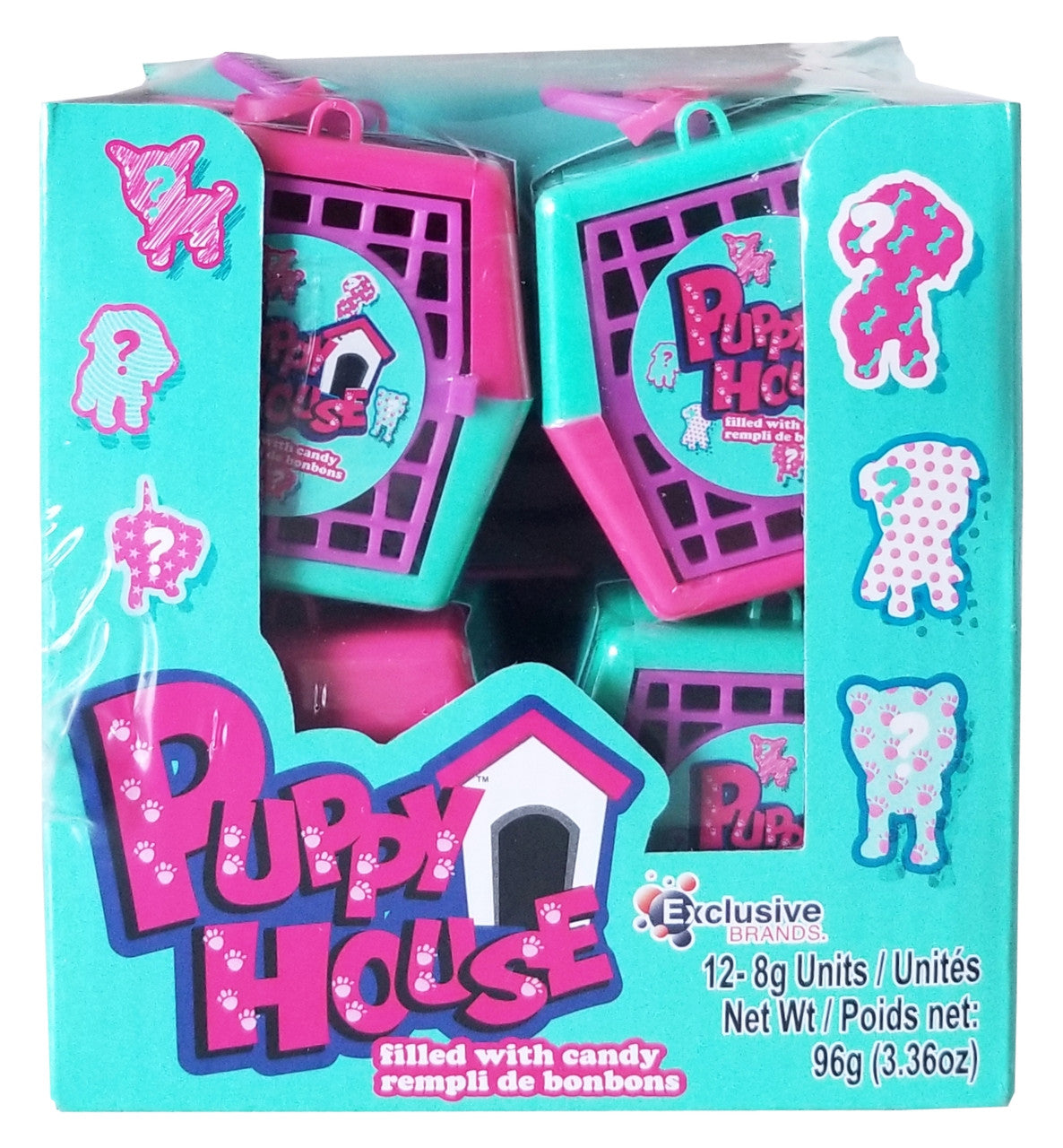 Exclusive Brands Puppy House filled with Candy, (12 x 8g/0.3 oz.), 96g/3.36 oz., Box {Imported from Canada}