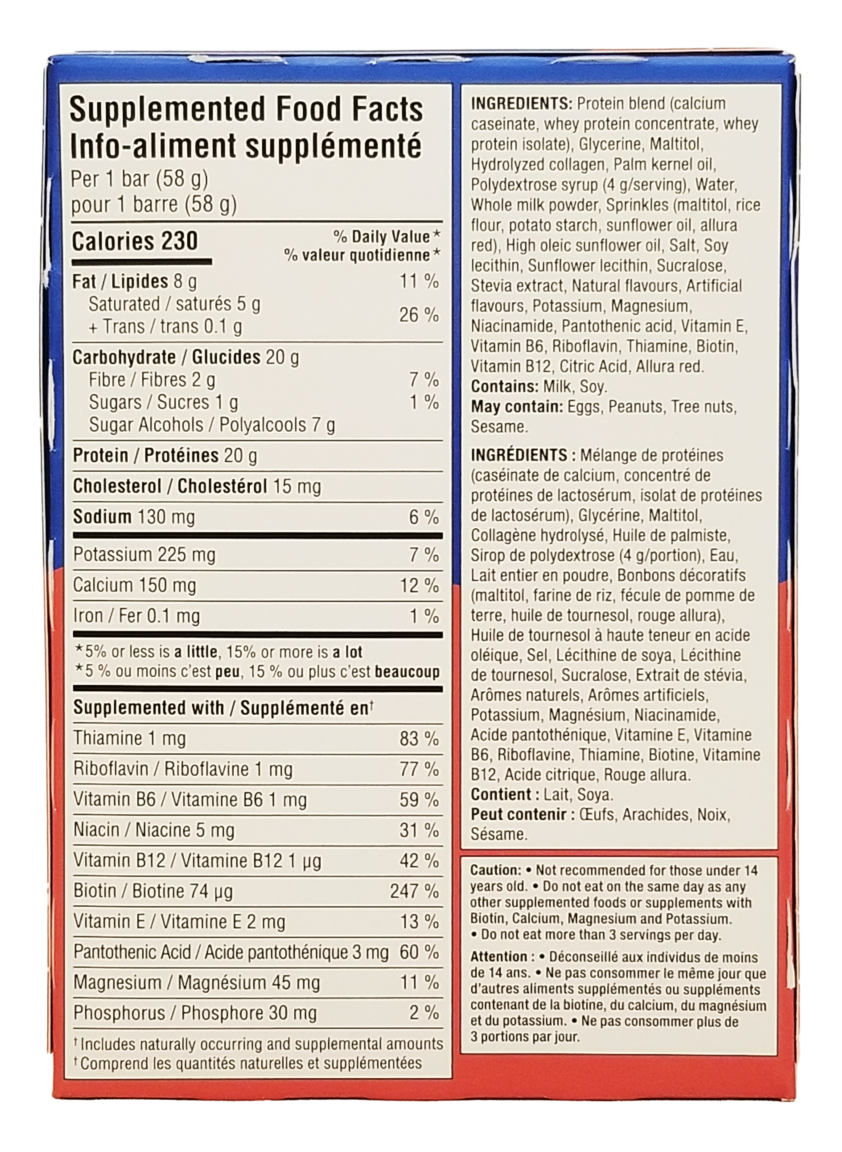 Back of package of Pure Protein Ammmaze Strawberry Shortcake Protein Bars - 4x58g on a white background