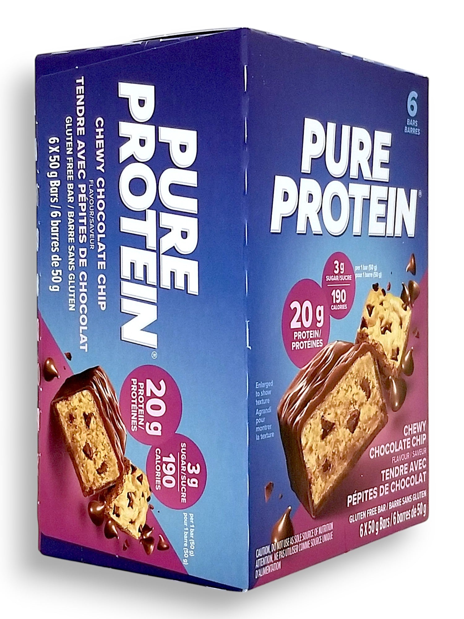 Pure Protein Bars, Gluten Free, Chewy Chocolate Chip, 50g, 6ct
