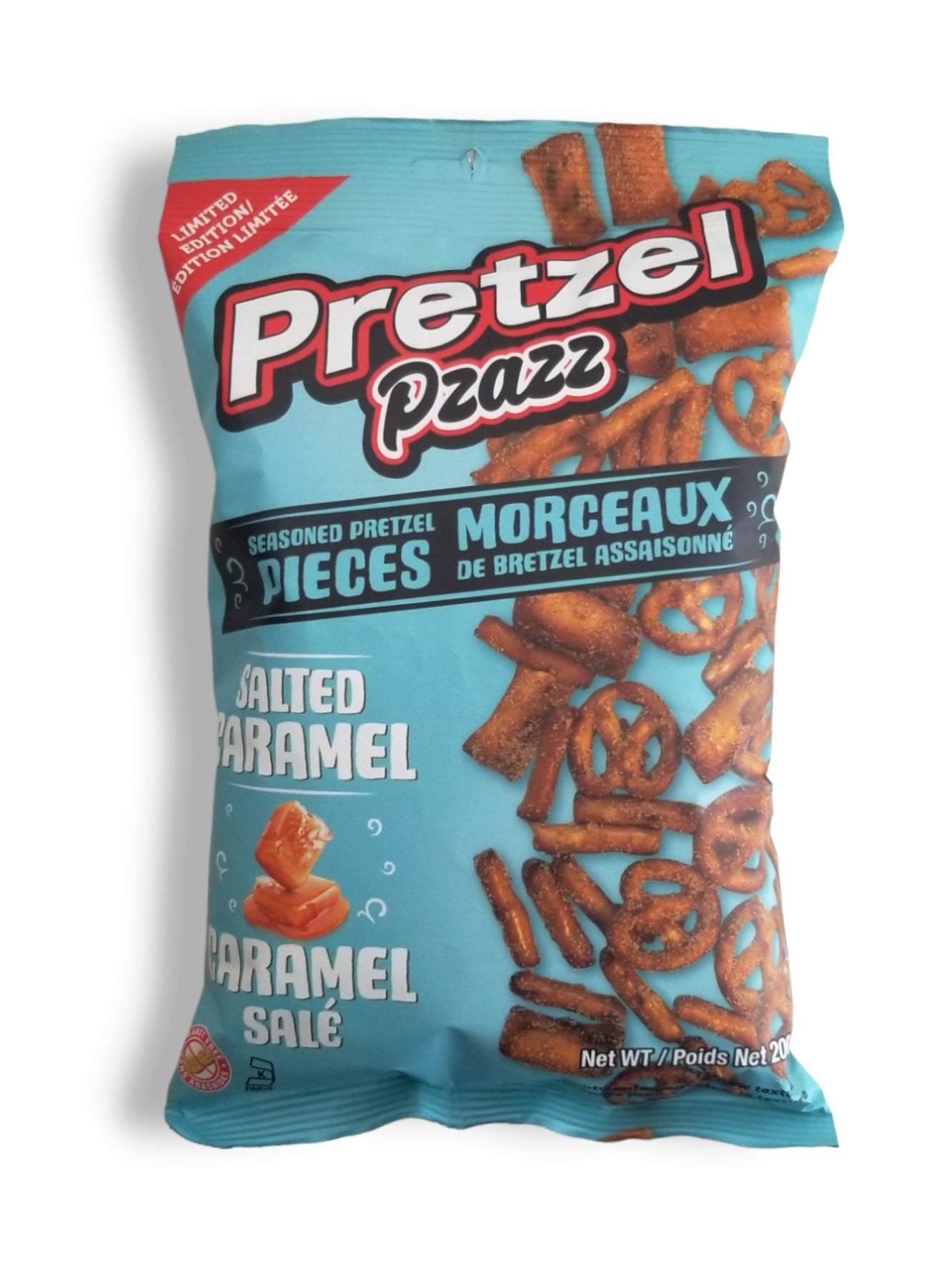 Pretzel Pzazz Seasoned Pretzel Pieces, Salted Caramel, 200g/7 oz. Bag