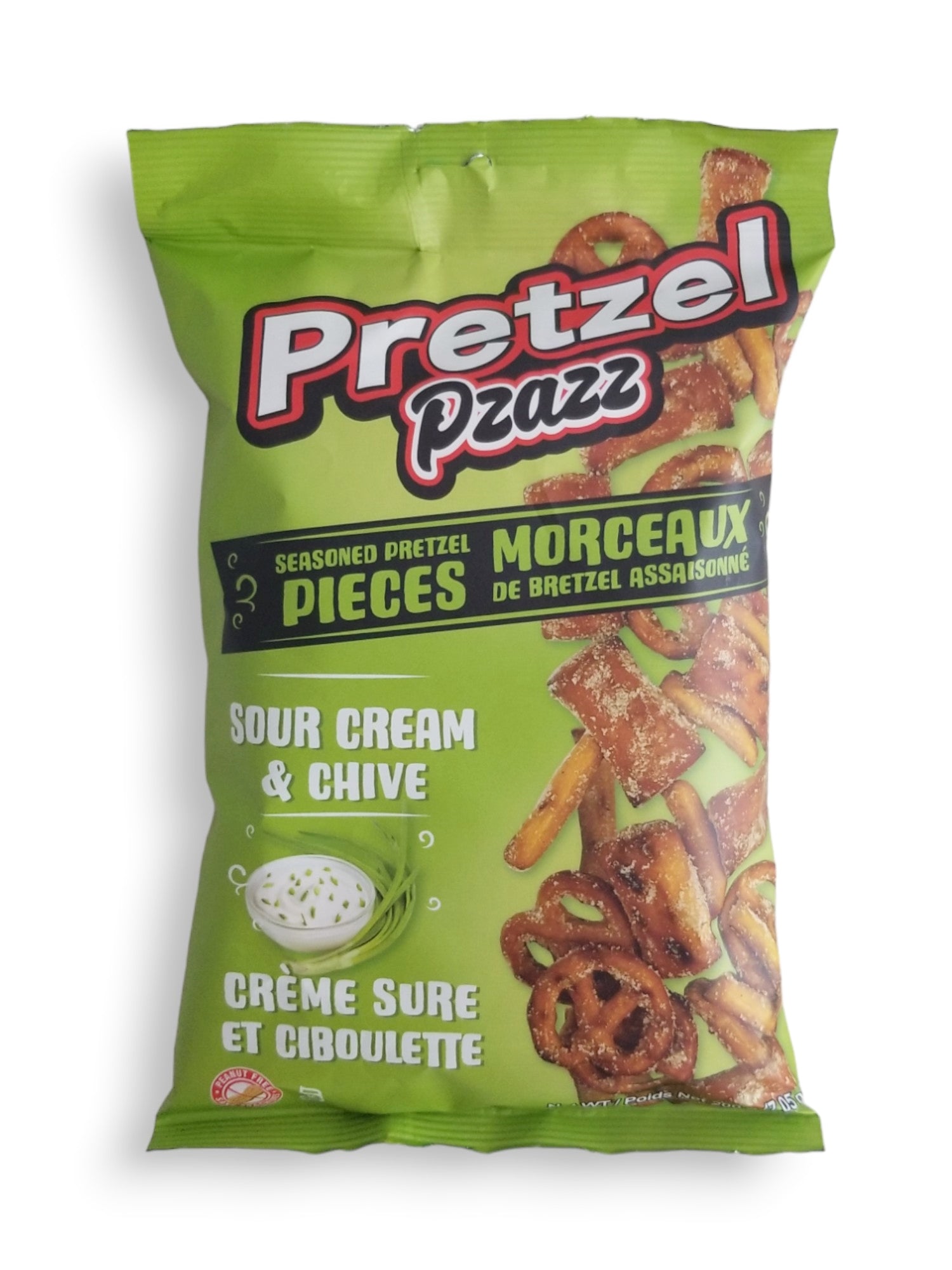 Pretzel Pzazz Seasoned Pretzel Pieces, Sour Cream & Chive, 200g/7 oz. Bag