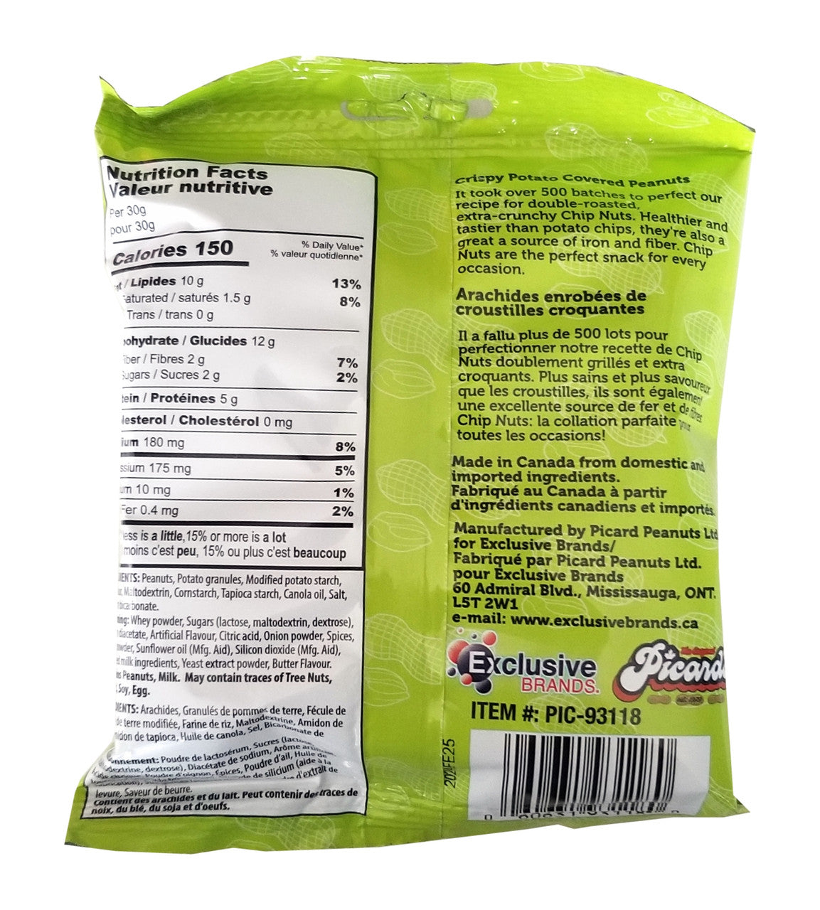 Pzazz Crunchy Nuts, Crispy Potato Covered Peanuts, Spicy Dill Pickle Flavored, 80g/3 oz