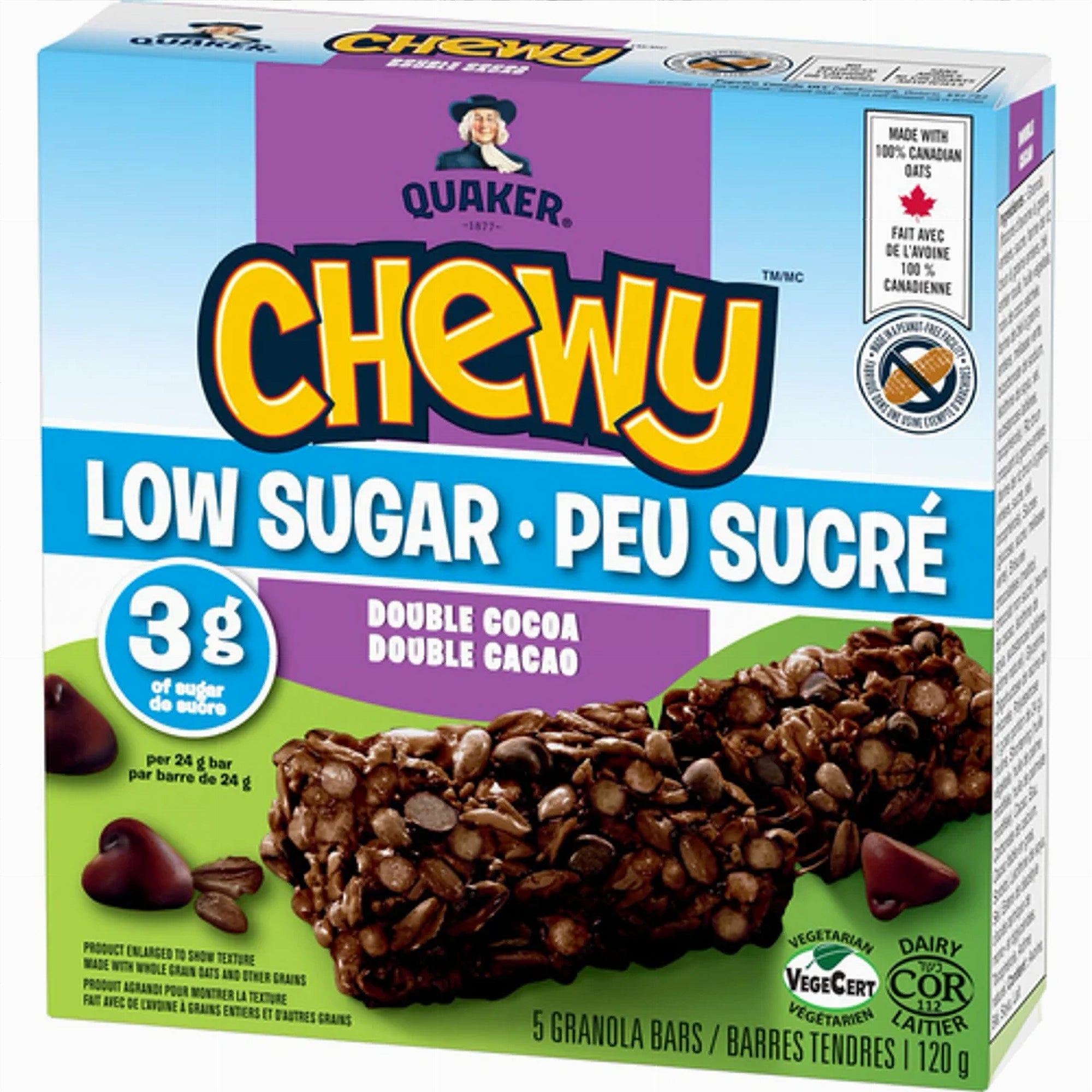 Quaker Chewy Double Cocoa Low Sugar Granola Bars 120g – second angled product view