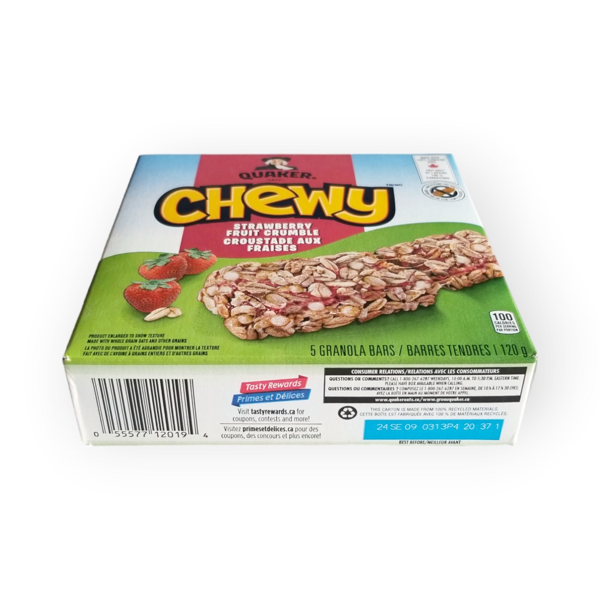 Quaker Chewy Strawberry Fruit Crumble, 5 Granola Bars, 120g/4.2 oz.