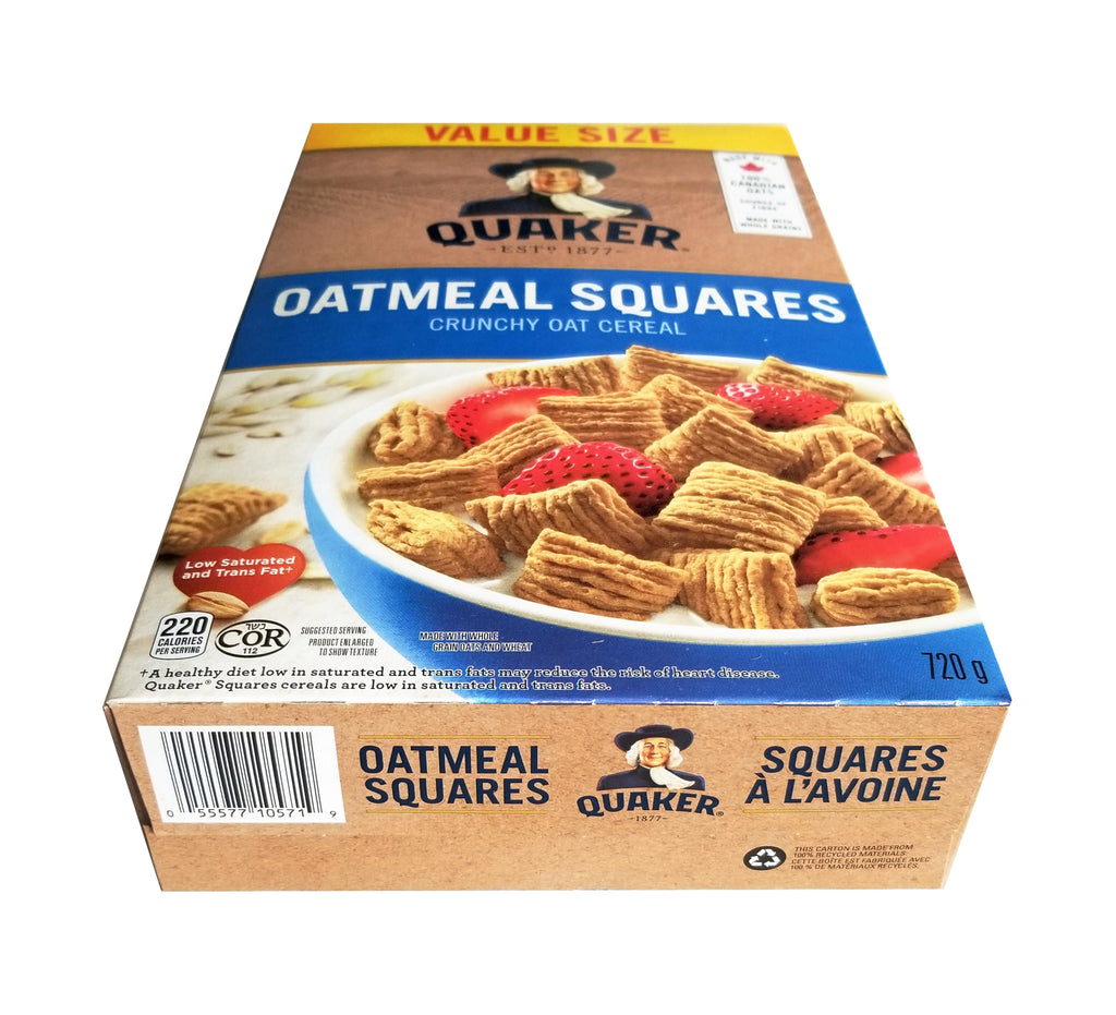 Quaker, Oatmeal Squares, Crunchy Oat Cereal, 720g/25.2 oz. 12 Boxes {Imported from Canada}